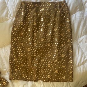 LOFT Gold Sequin Pencil Skirt